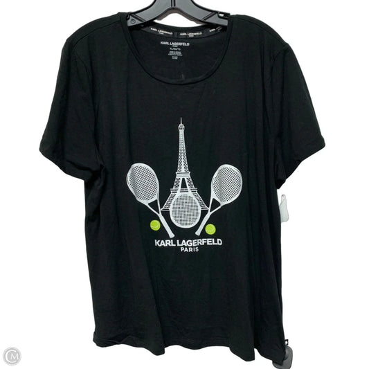 Top Short Sleeve Designer By Karl Lagerfeld In Black, Size: Xl