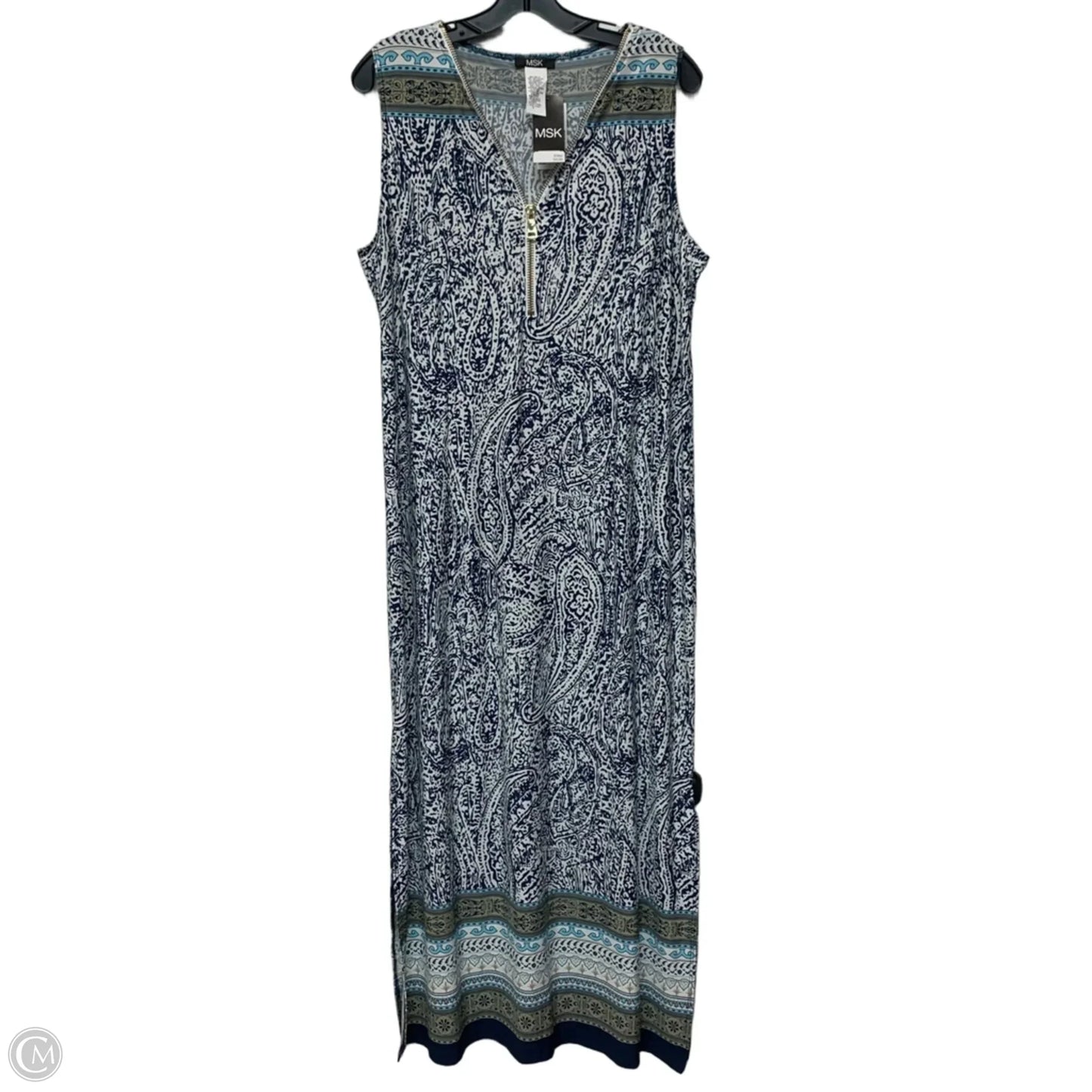 Dress Casual Maxi By Msk In Blue & White, Size: Xl