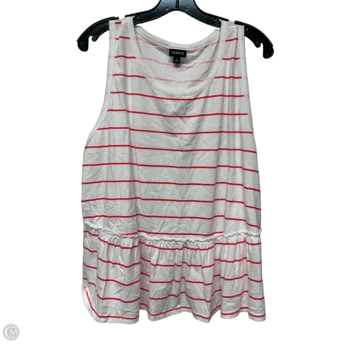 Top Sleeveless By Torrid In Pink & White, Size: 1x