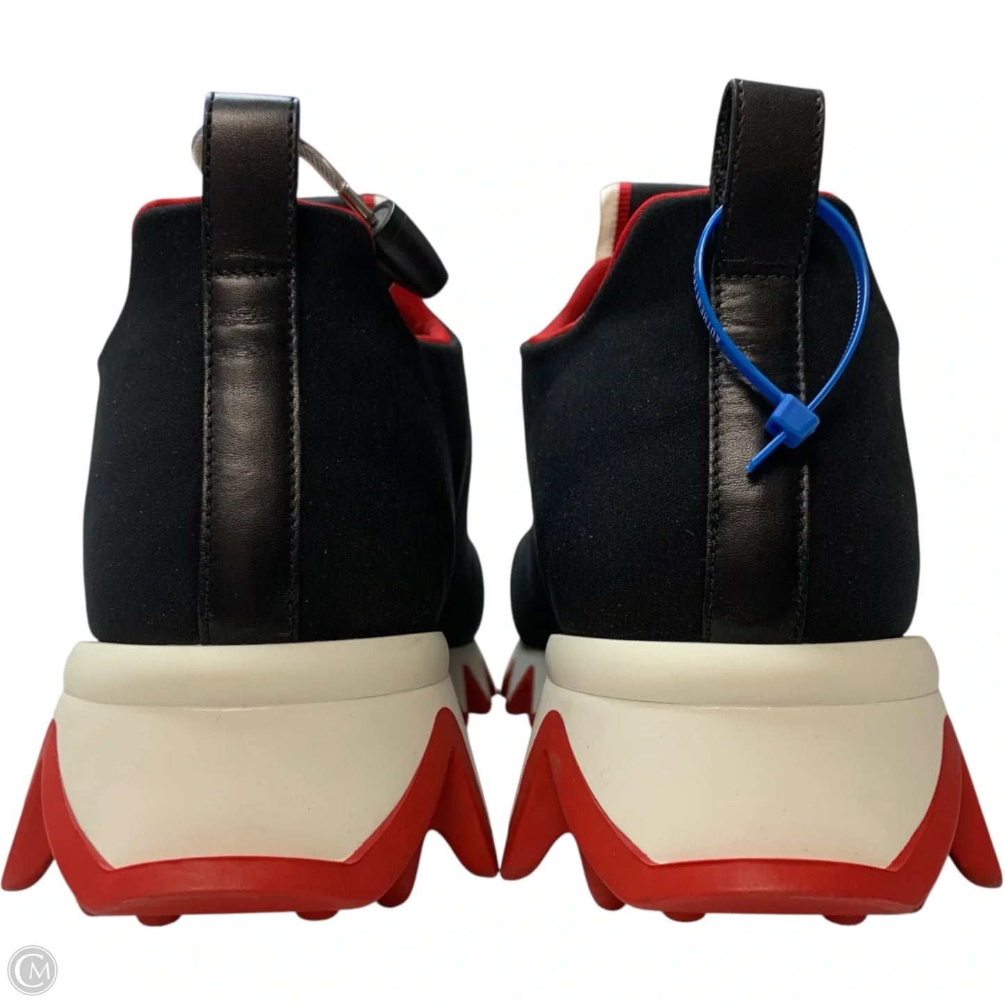 Shoes Luxury Designer By Christian Louboutin In Black & Red, Size: 10.5