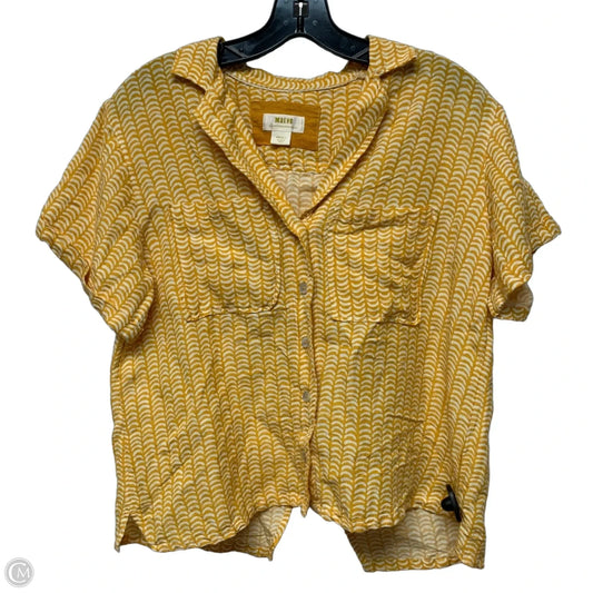 Top Short Sleeve By Maeve In White & Yellow, Size: S