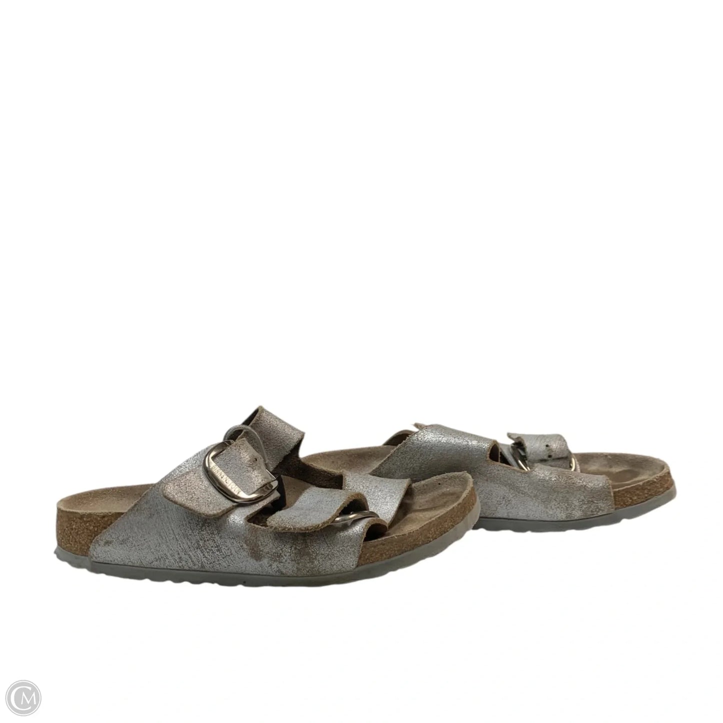 Sandals Flats By Birkenstock In Silver, Size: 7