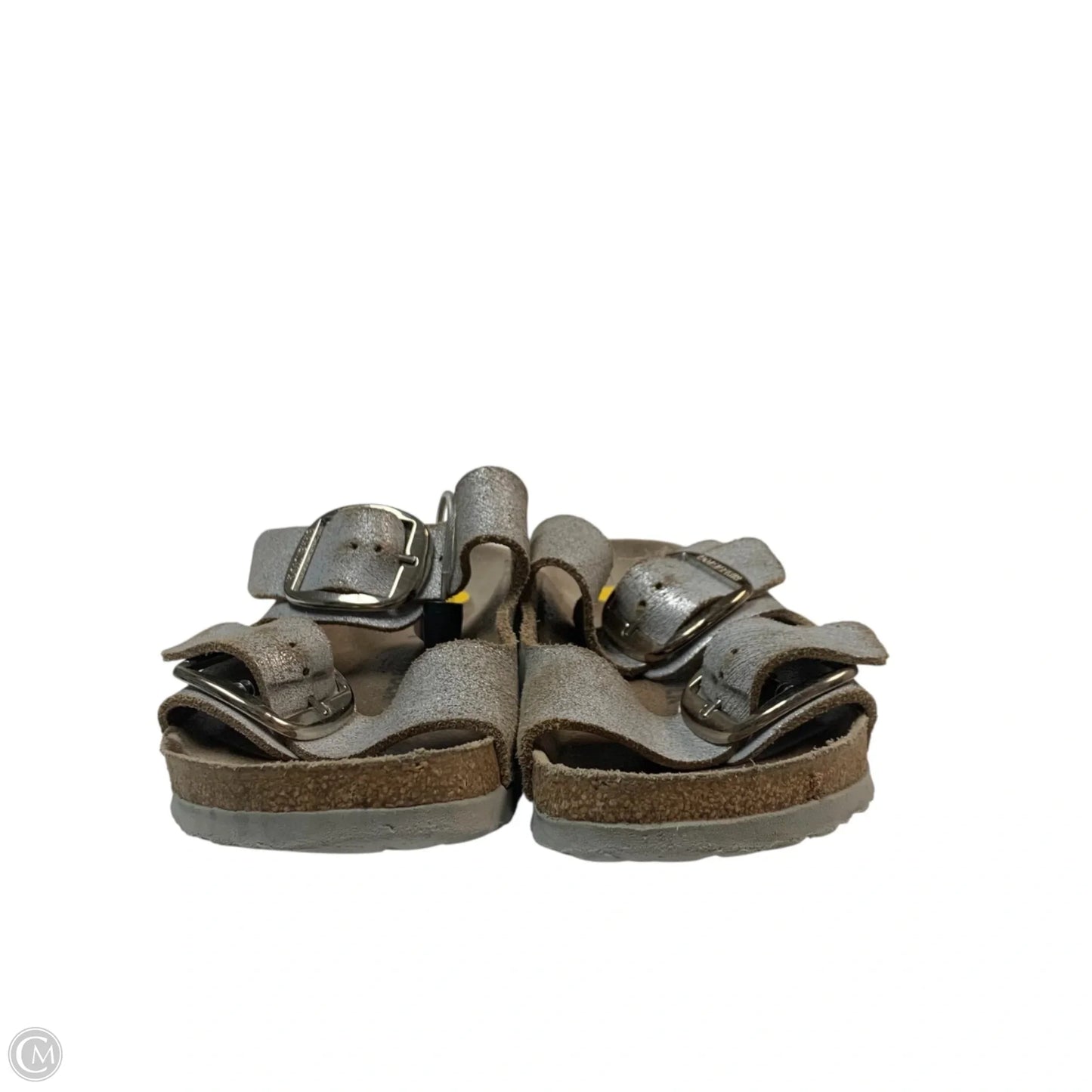 Sandals Flats By Birkenstock In Silver, Size: 7