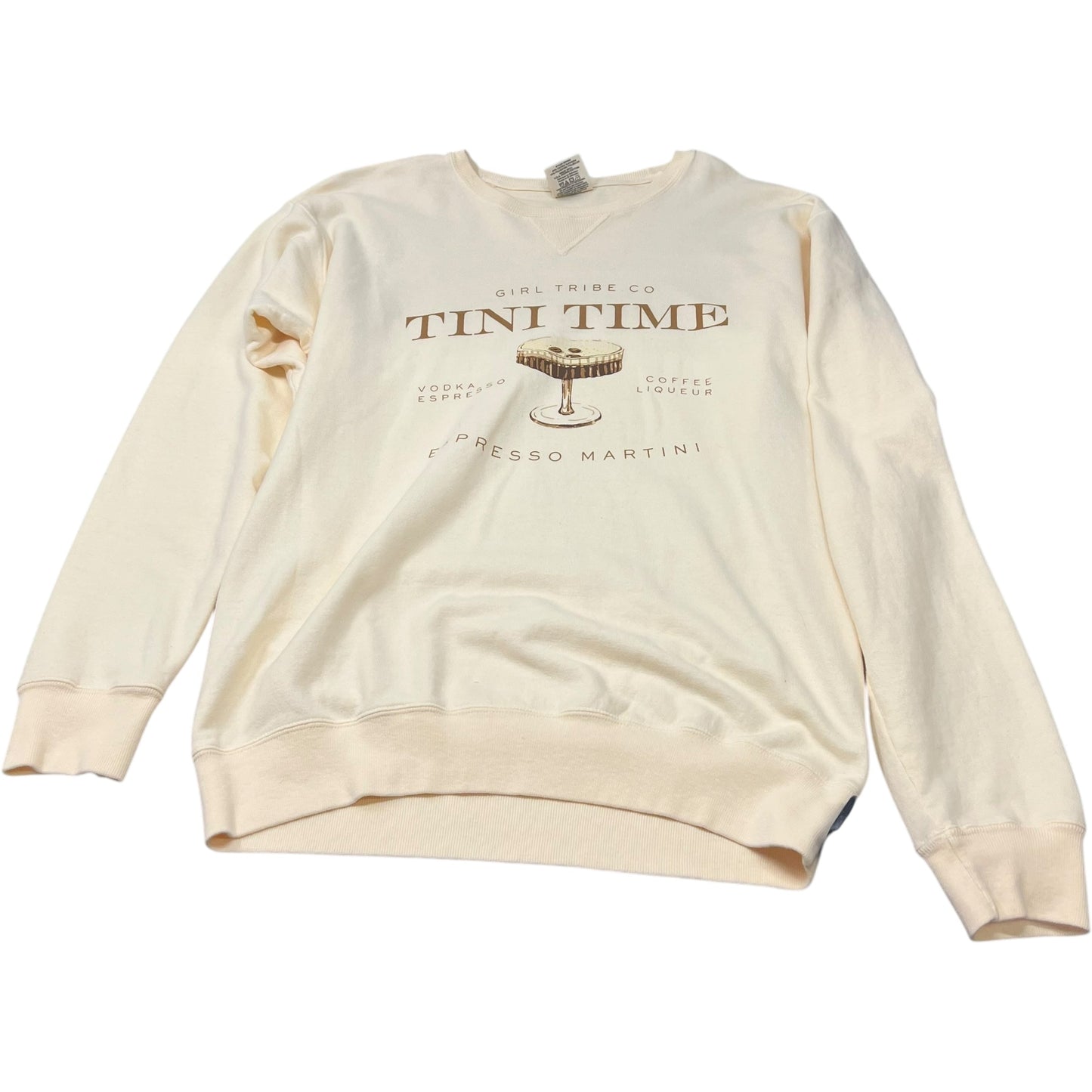 Sweatshirt Crewneck By Comfort Wash In Cream, Size: S