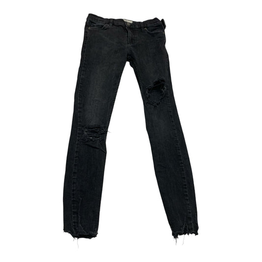 Jeans Skinny By Free People In Black Denim, Size: 0