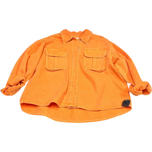 Jacket Denim By Zara In Orange Denim, Size: Xs