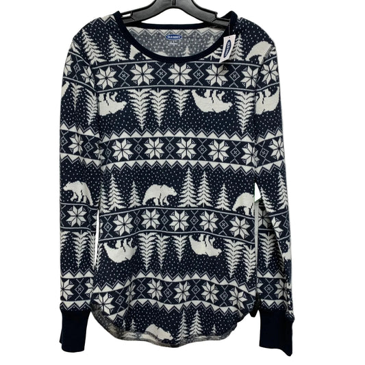 Top Long Sleeve By Old Navy In Blue & White, Size: L