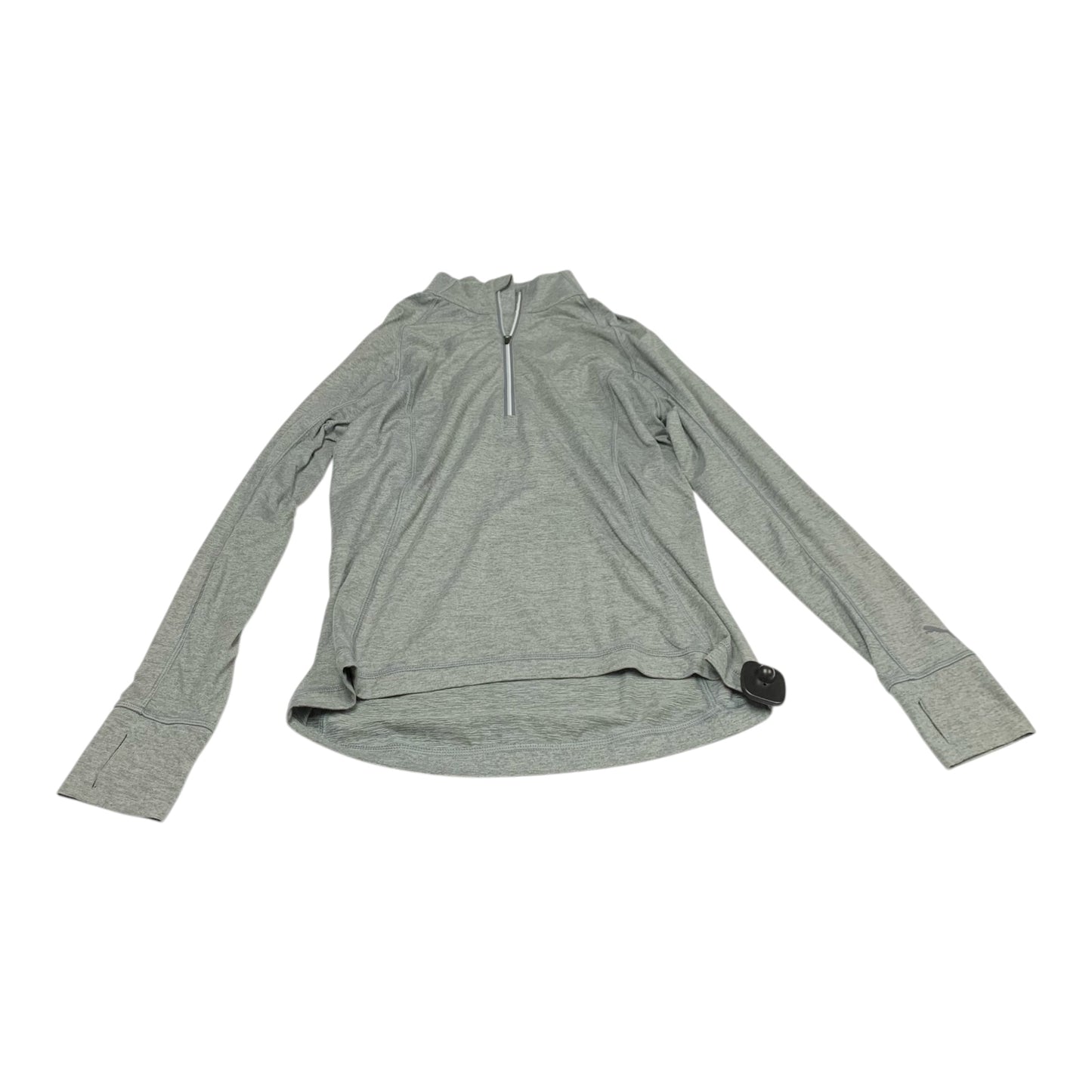 Athletic Top Long Sleeve Collar By Puma In Grey, Size: M