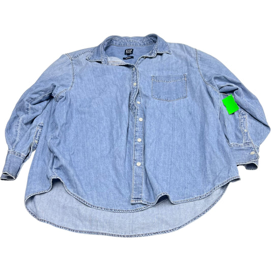 Top Long Sleeve By Gap In Blue Denim, Size: L