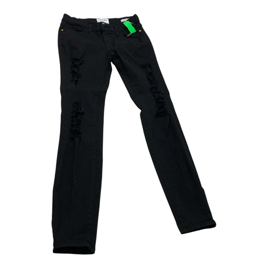 Jeans Skinny By Frame In Black Denim, Size: 4