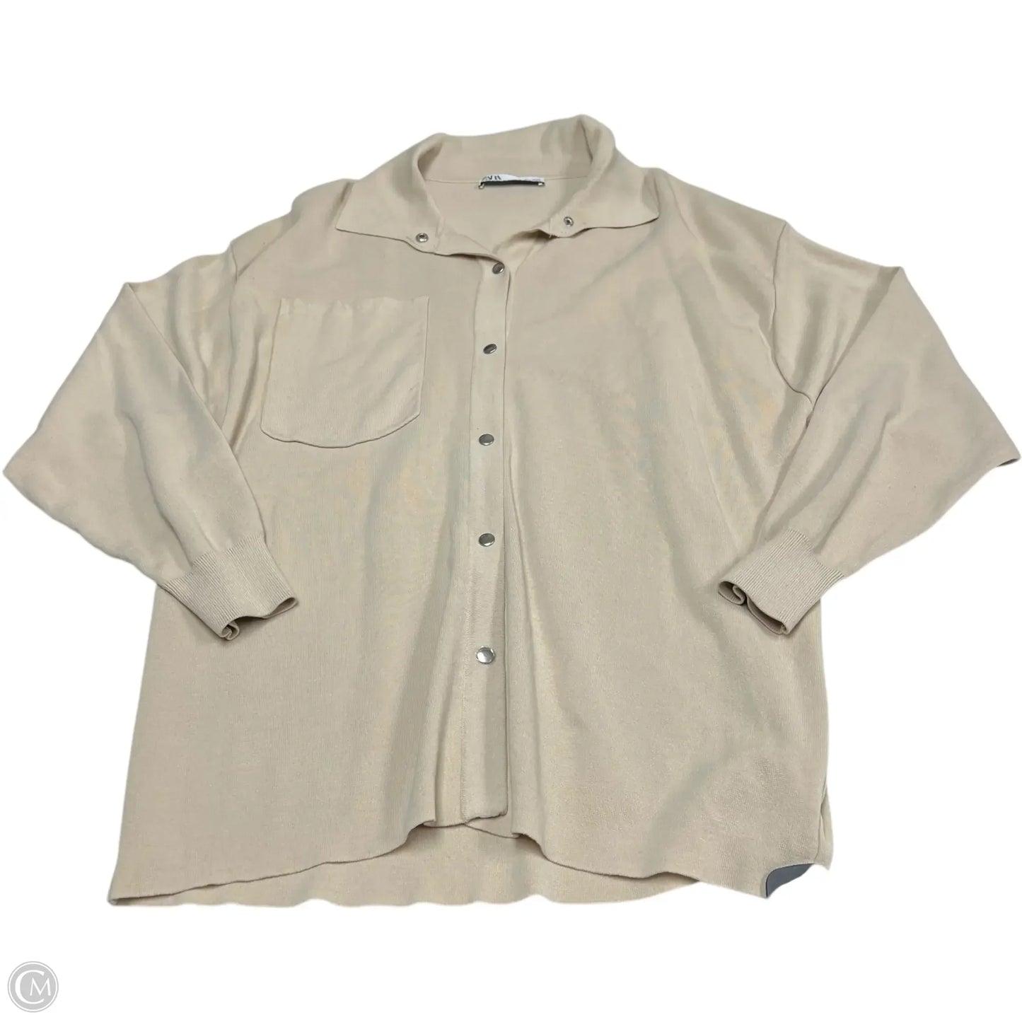 Jacket Shirt By Zara In Cream, Size: L