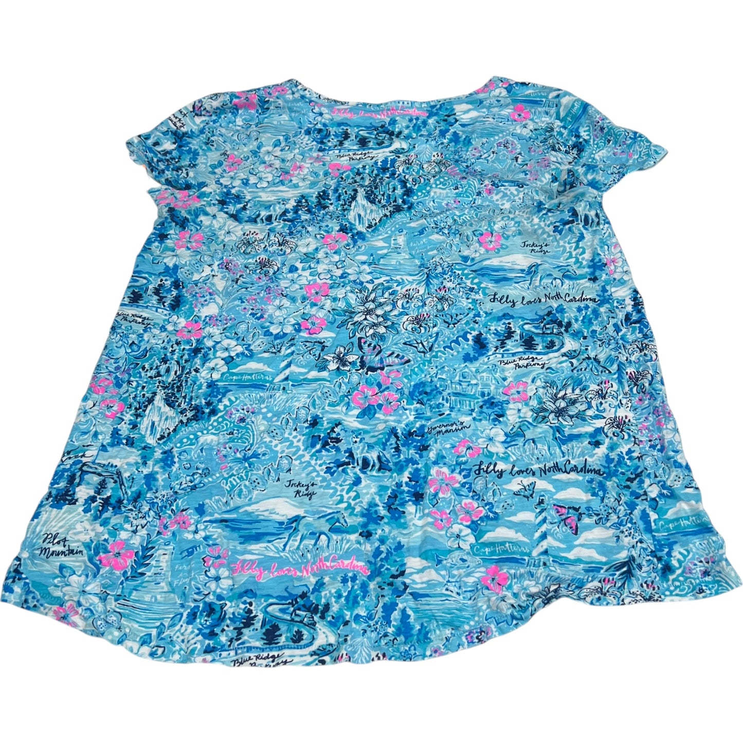 Top Short Sleeve Designer By Lilly Pulitzer In Blue, Size: M