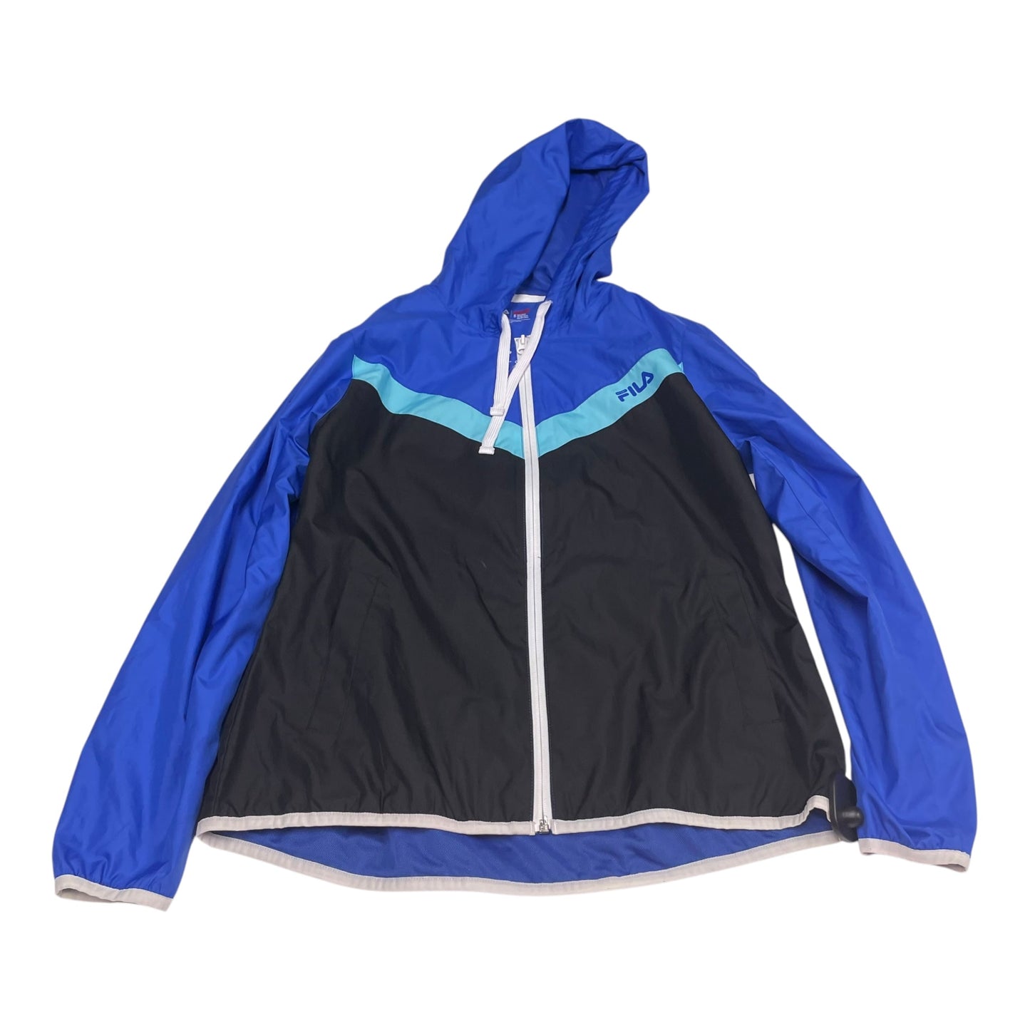 Athletic Jacket By Fila In Black & Blue, Size: S