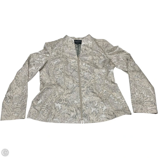 Jacket Designer By Lafayette 148 In Cream & Green, Size: L