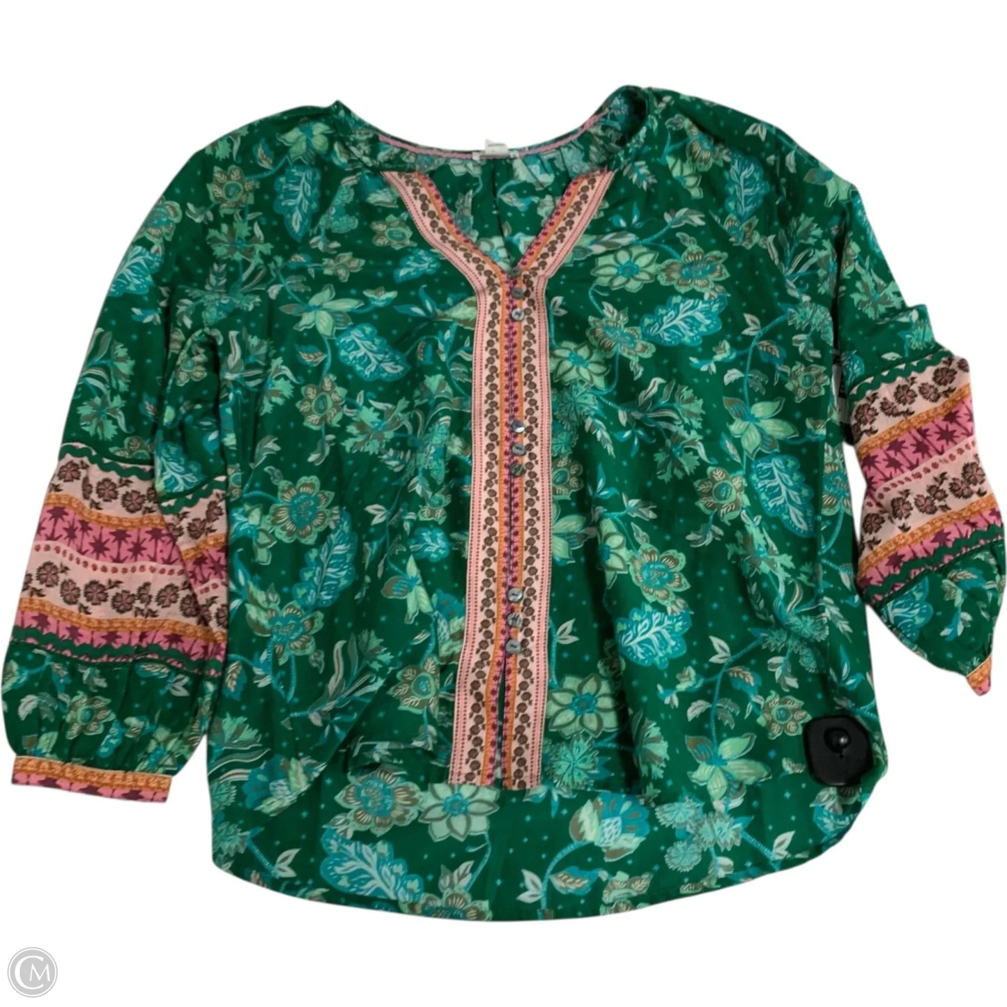Top Long Sleeve By Sundance In Green & Pink, Size: S