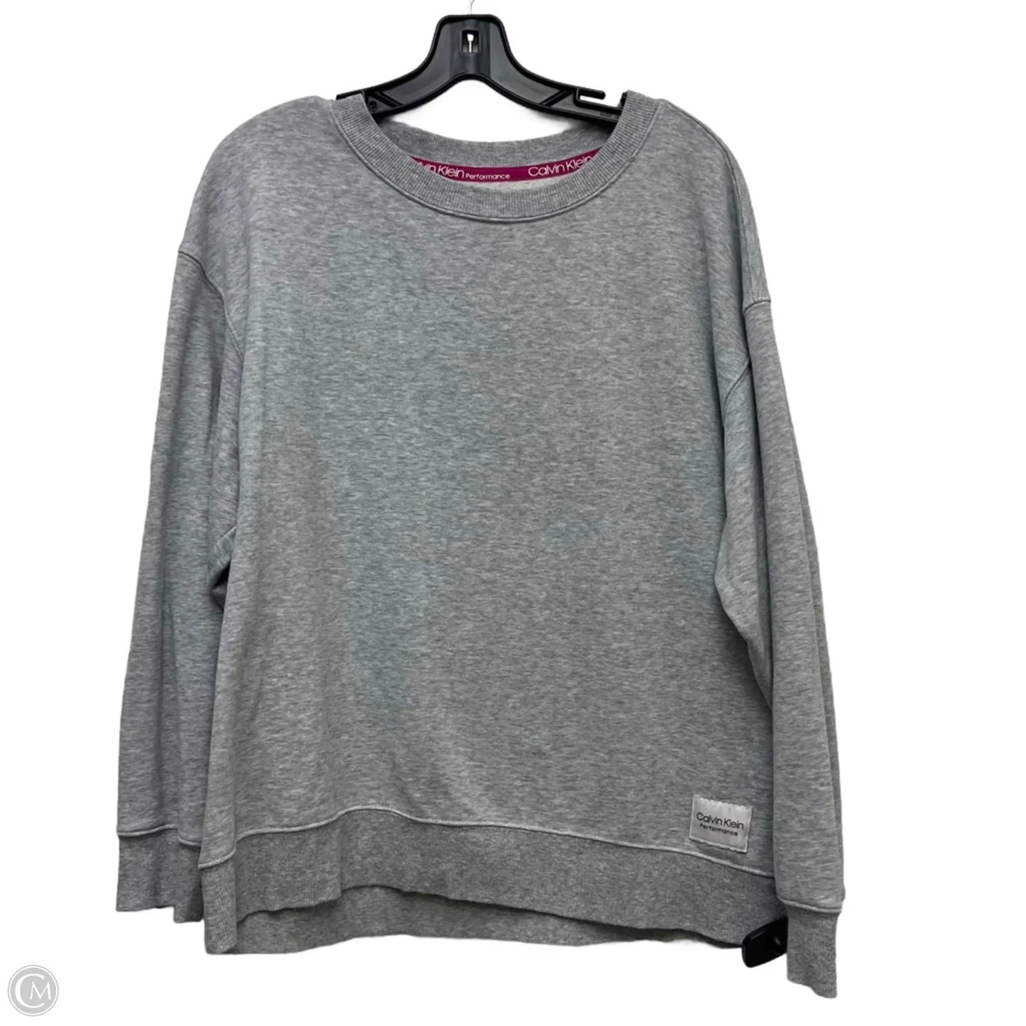 Athletic Sweatshirt Crewneck By Calvin Klein In Grey, Size: L