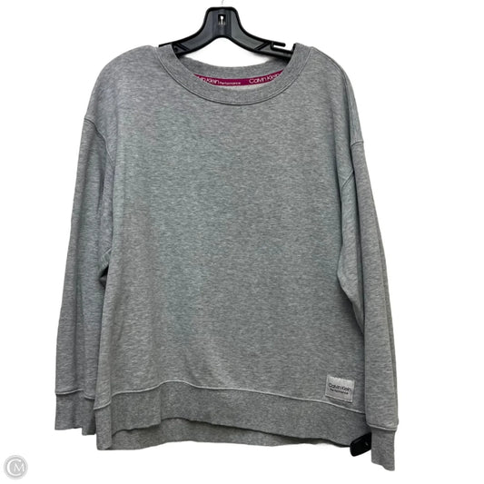 Athletic Sweatshirt Crewneck By Calvin Klein In Grey, Size: L