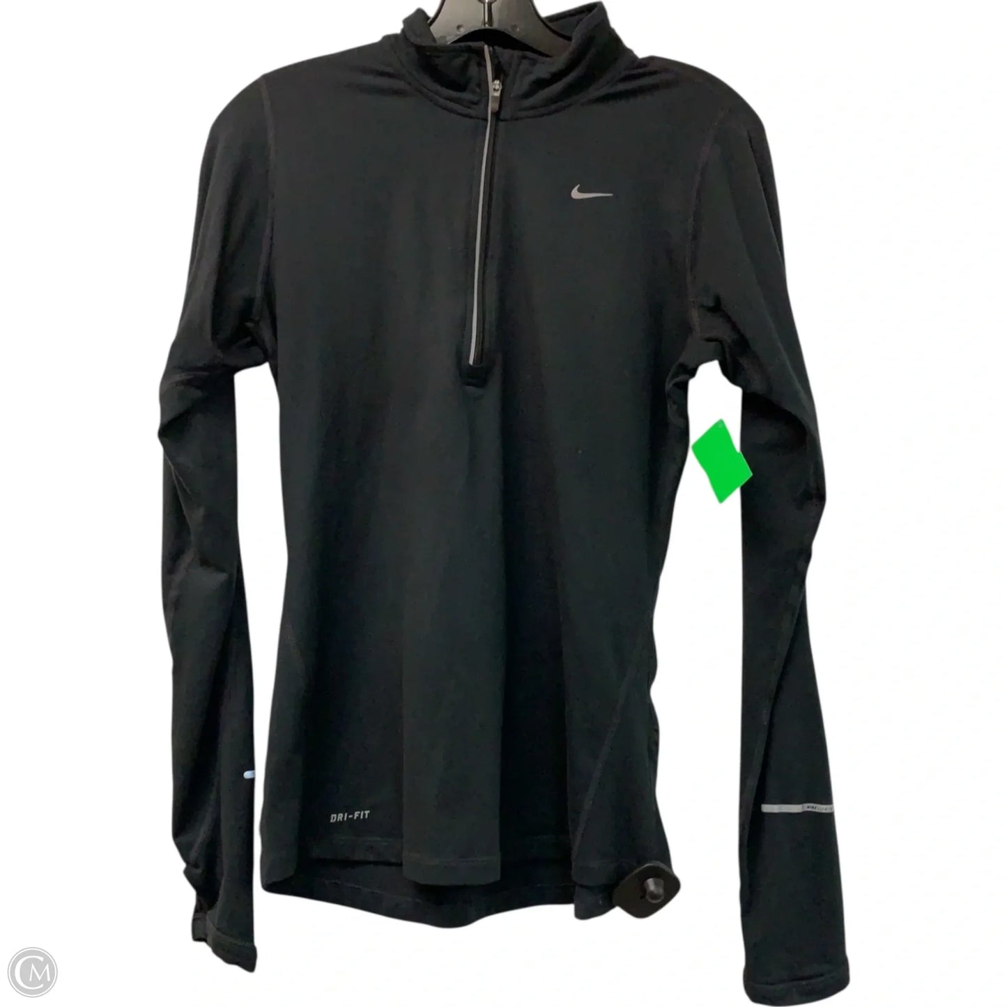 Athletic Top Long Sleeve Collar By Nike Apparel In Black, Size: S