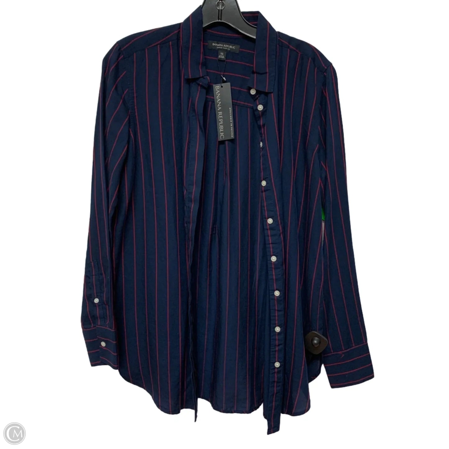 Top Long Sleeve By Banana Republic In Blue & Red, Size: Xs