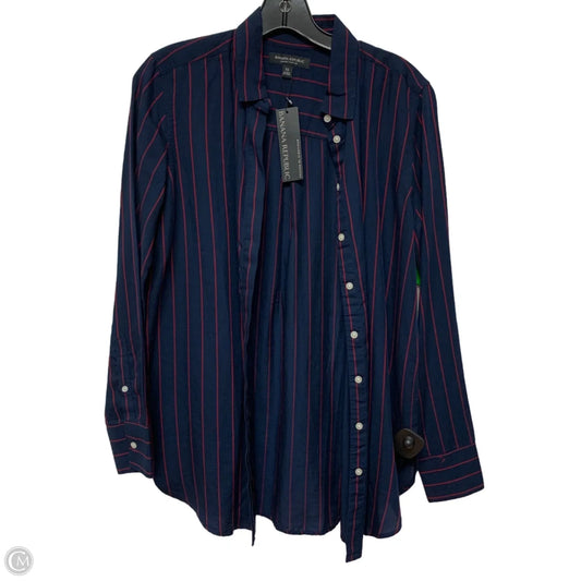 Top Long Sleeve By Banana Republic In Blue & Red, Size: Xs