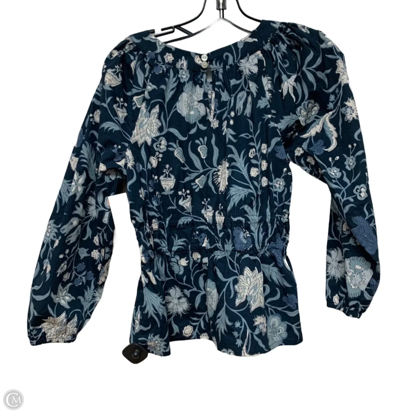 Top Long Sleeve Designer By Spartina In Blue & Cream, Size: S