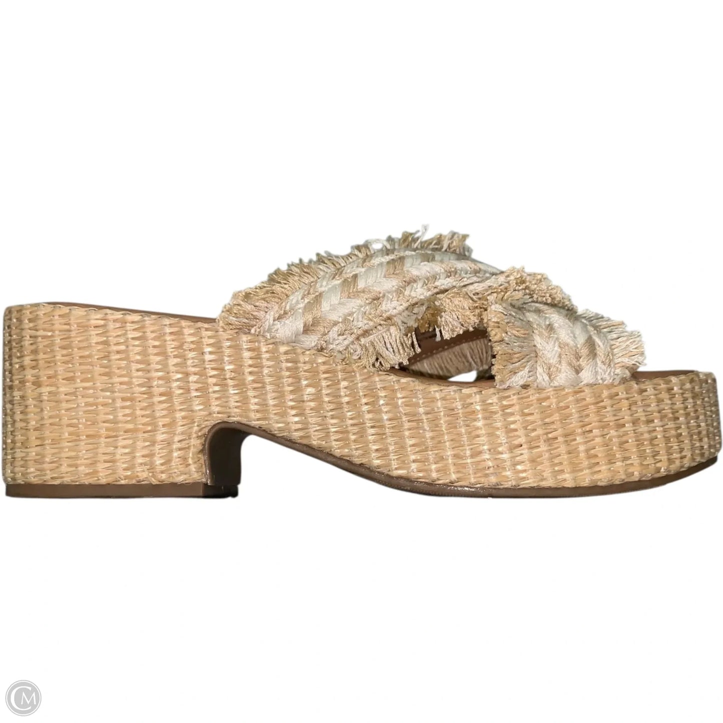 Sandals Heels Platform By Universal Thread In Tan & White, Size: 9.5