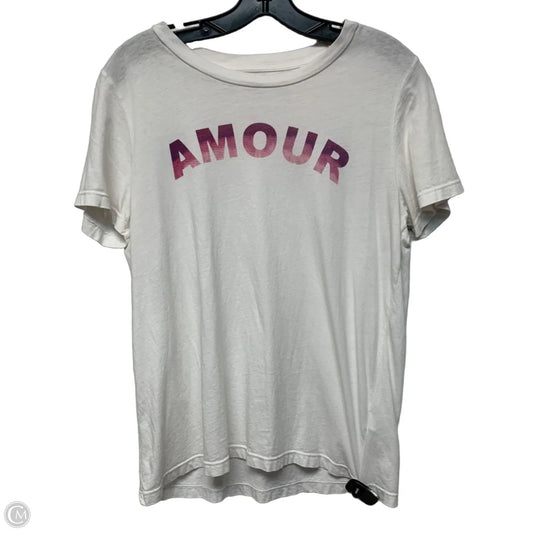 Top Short Sleeve By Anthropologie In Purple & White, Size: M