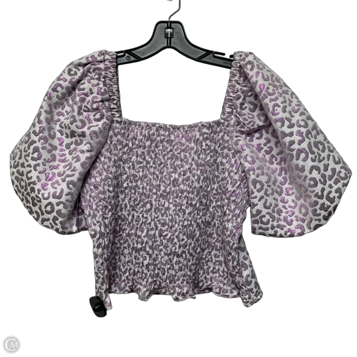 Top Short Sleeve By Buddy Love In Purple Animal Print, Size: M