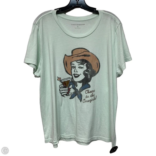 Top Short Sleeve By Lucky Brand In Green, Size: Xl