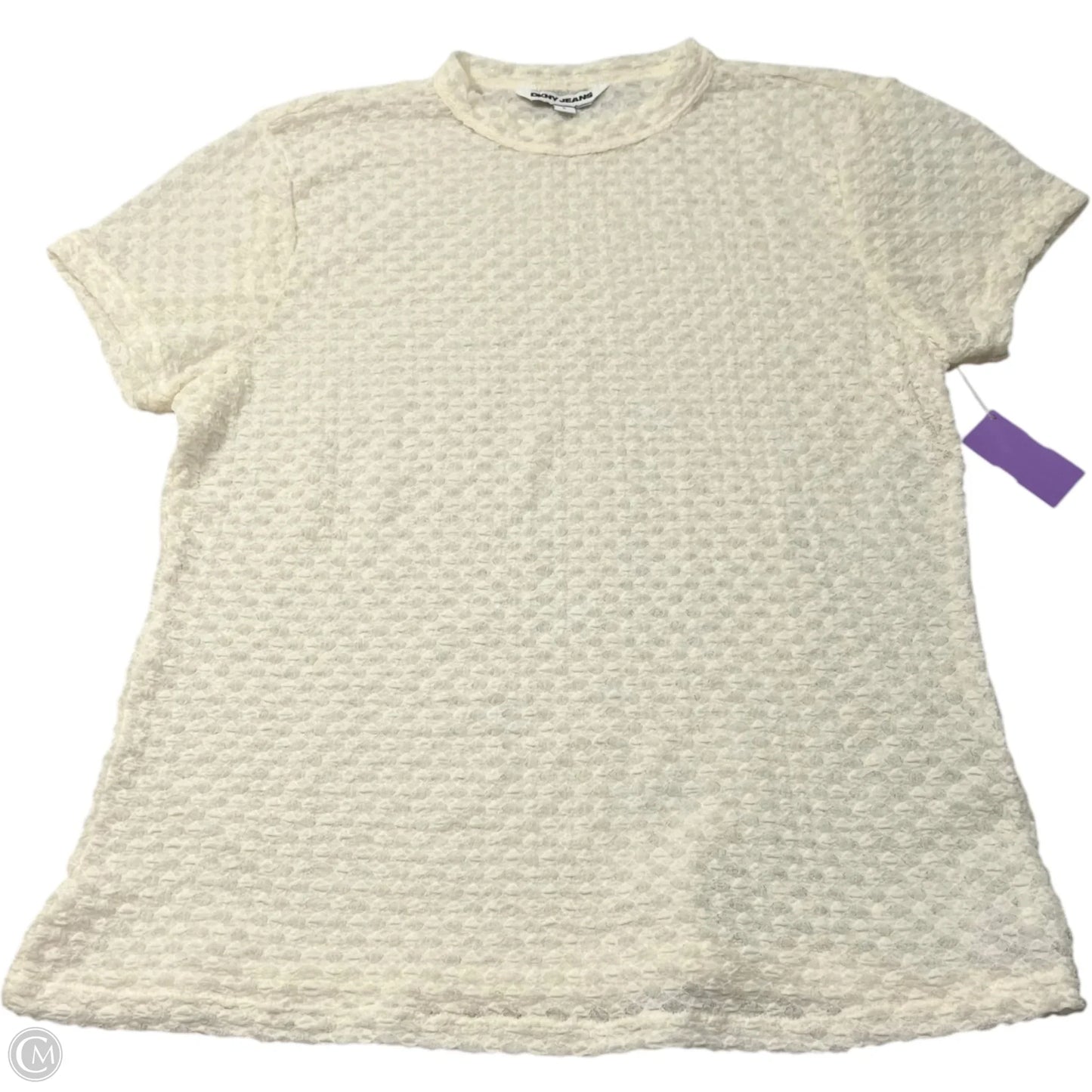 Top Short Sleeve By Dkny In Cream, Size: L