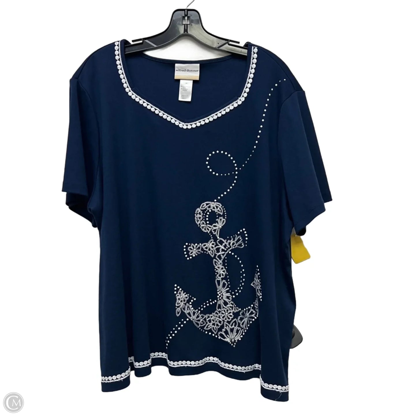 Top Short Sleeve By Alfred Dunner In Navy, Size: 2x