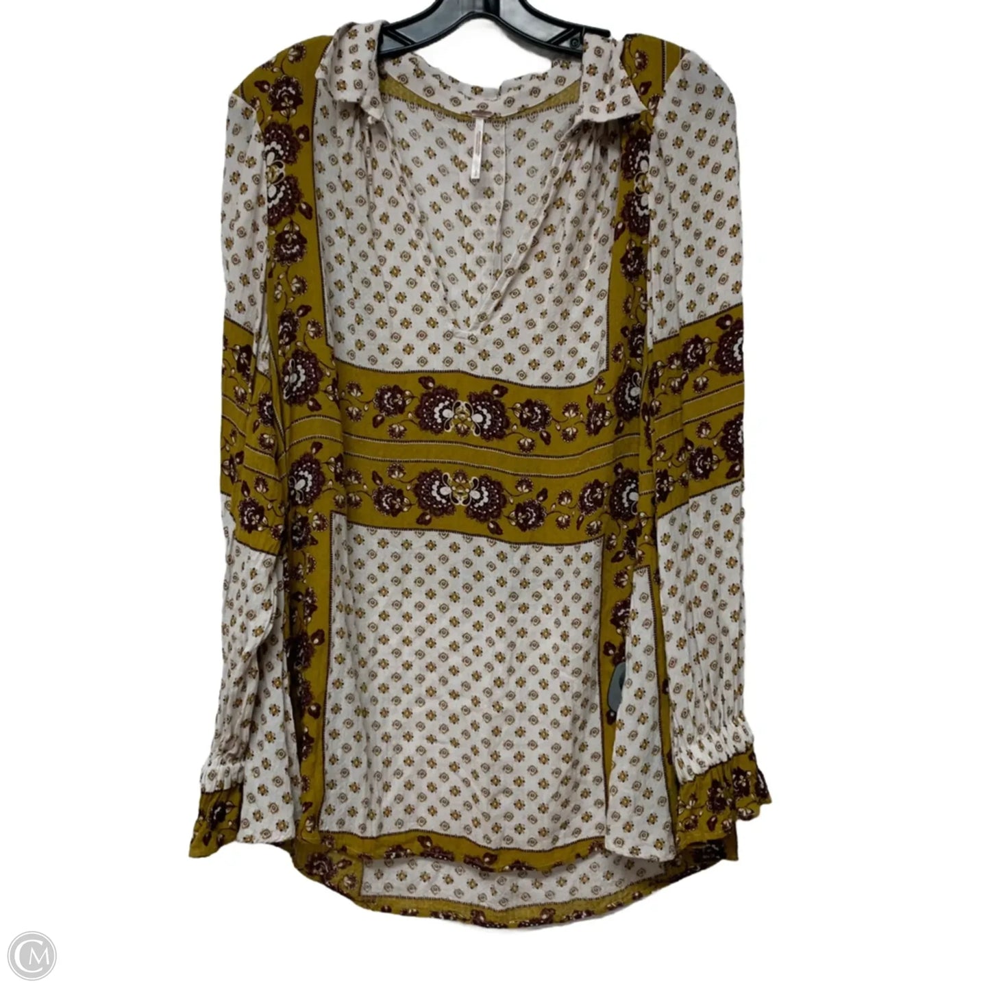 Top Long Sleeve By Free People In Yellow, Size: S