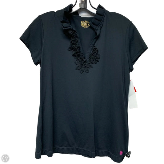 Top Short Sleeve Designer By Lilly Pulitzer In Black, Size: M