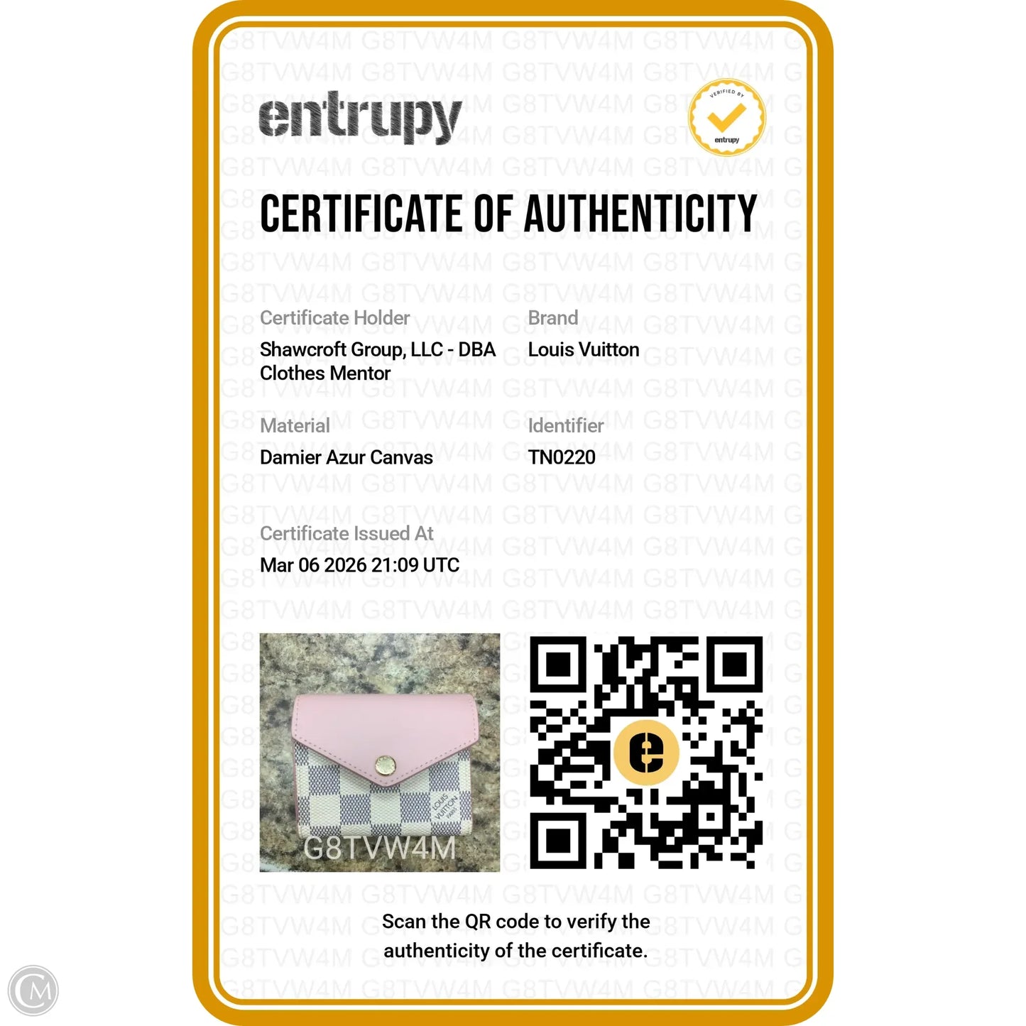 Wallet Luxury Designer By Louis Vuitton, Size: Small