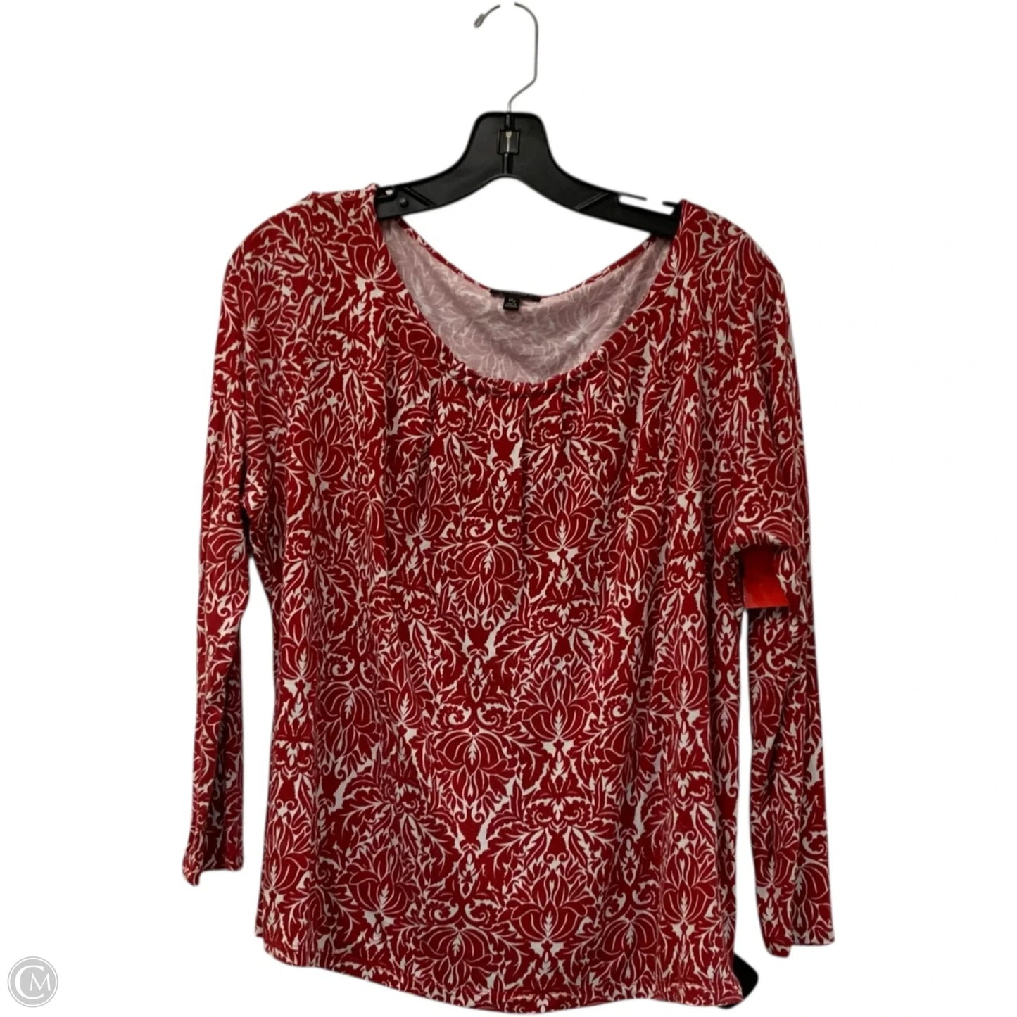 Top Long Sleeve By Talbots In Red & White, Size: 1x