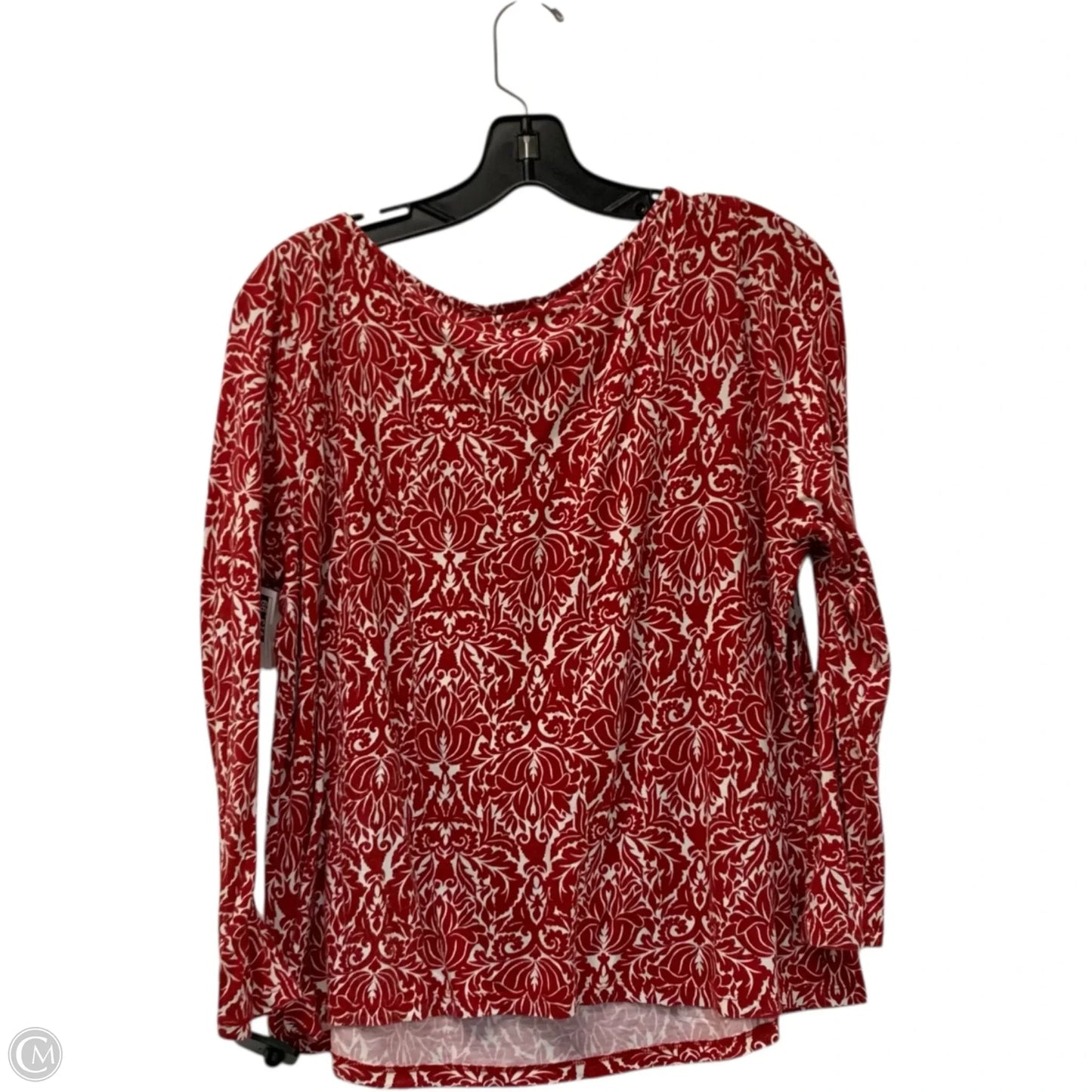 Top Long Sleeve By Talbots In Red & White, Size: 1x