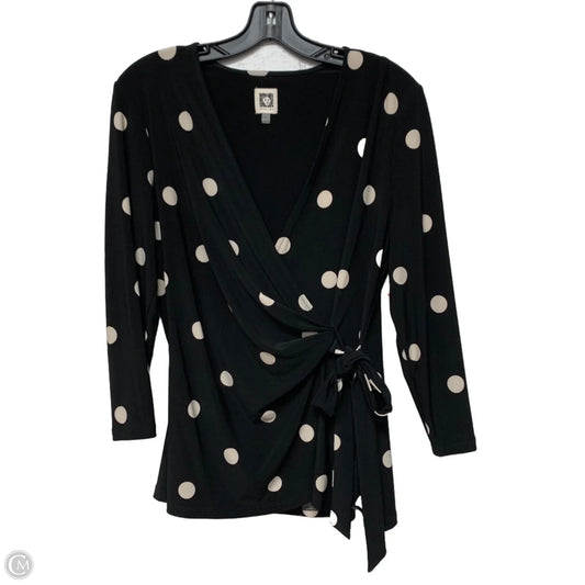 Top Long Sleeve By Anne Klein In Black & White, Size: Lp