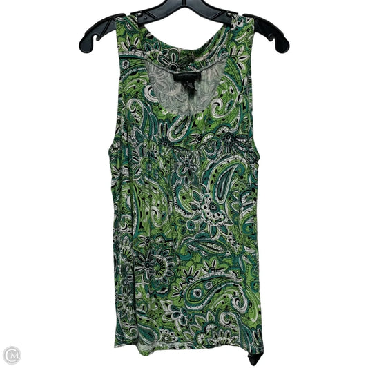 Top Sleeveless By Cable And Gauge In Green & White, Size: L