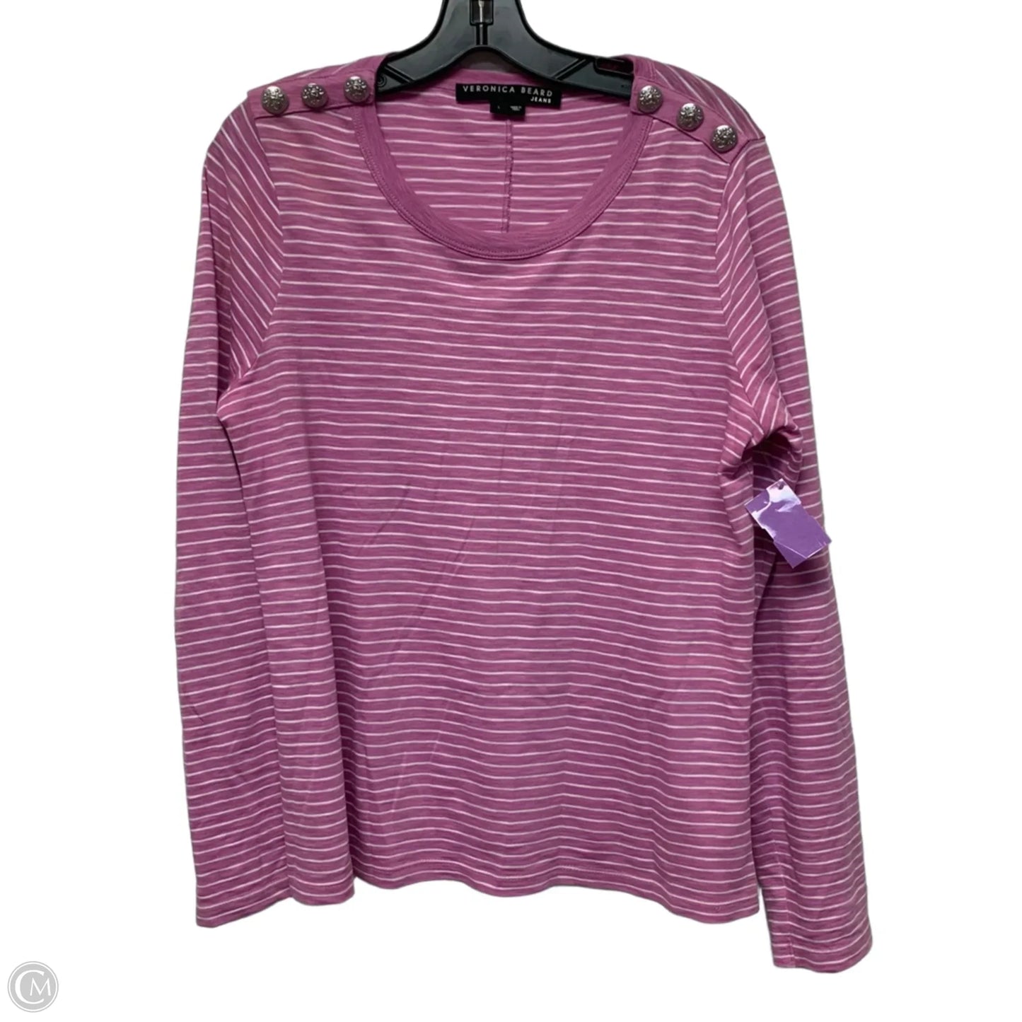 Top Long Sleeve By Veronica Beard In Purple & White, Size: L