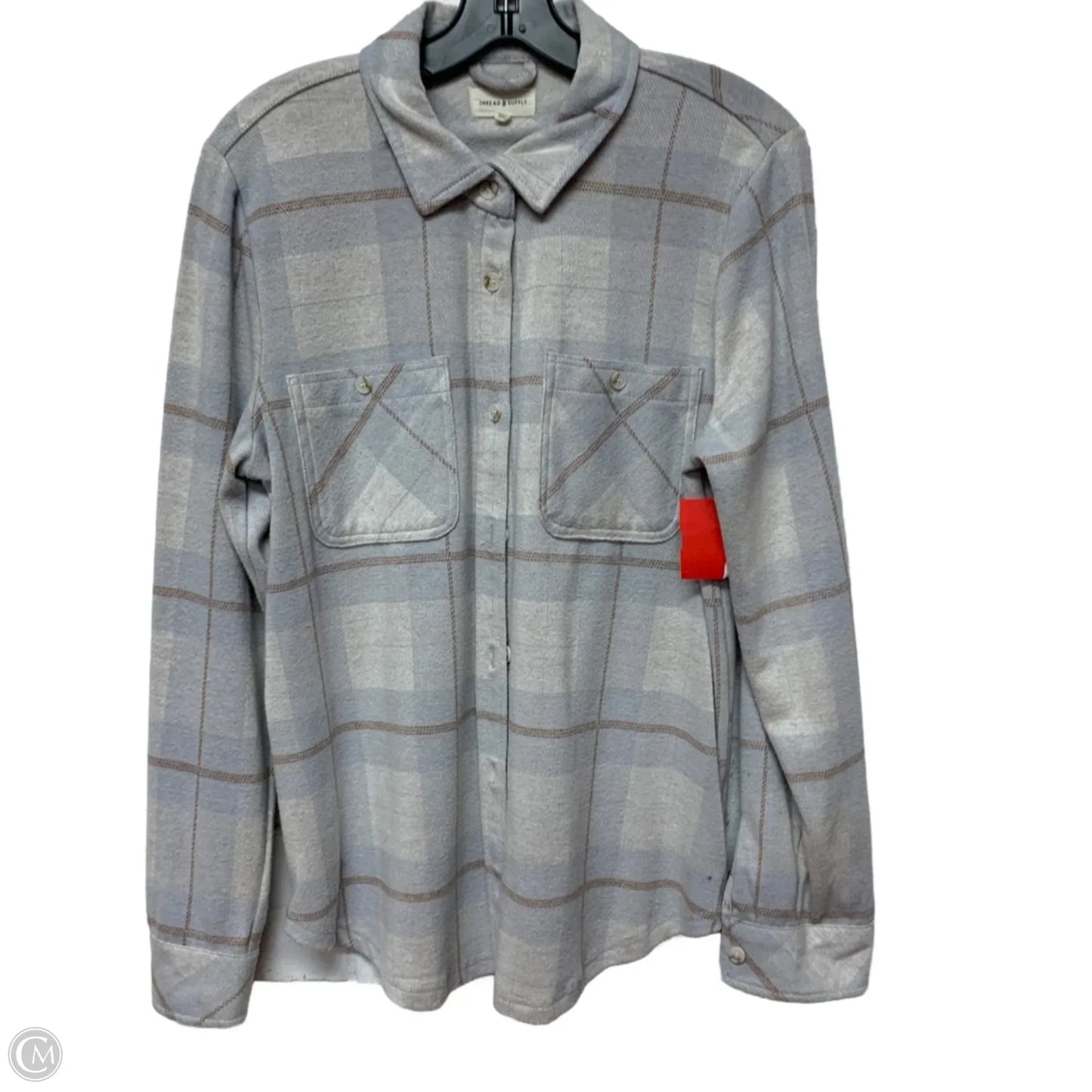 Jacket Shirt By Thread And Supply In Blue & White, Size: M