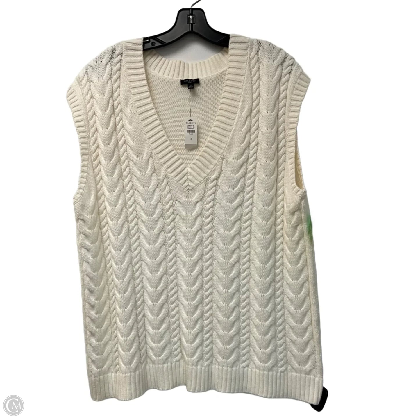 Vest Sweater By Talbots In White, Size: 1x