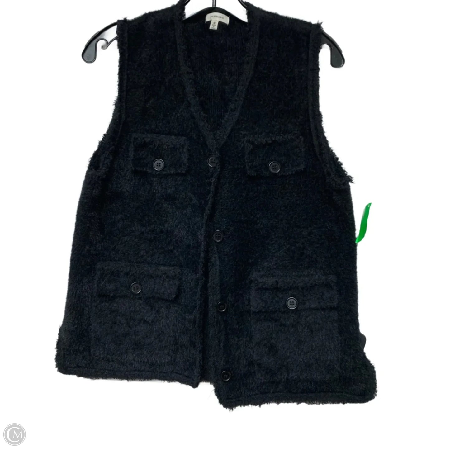 Vest Faux Fur & Sherpa By Max Studio In Black, Size: M
