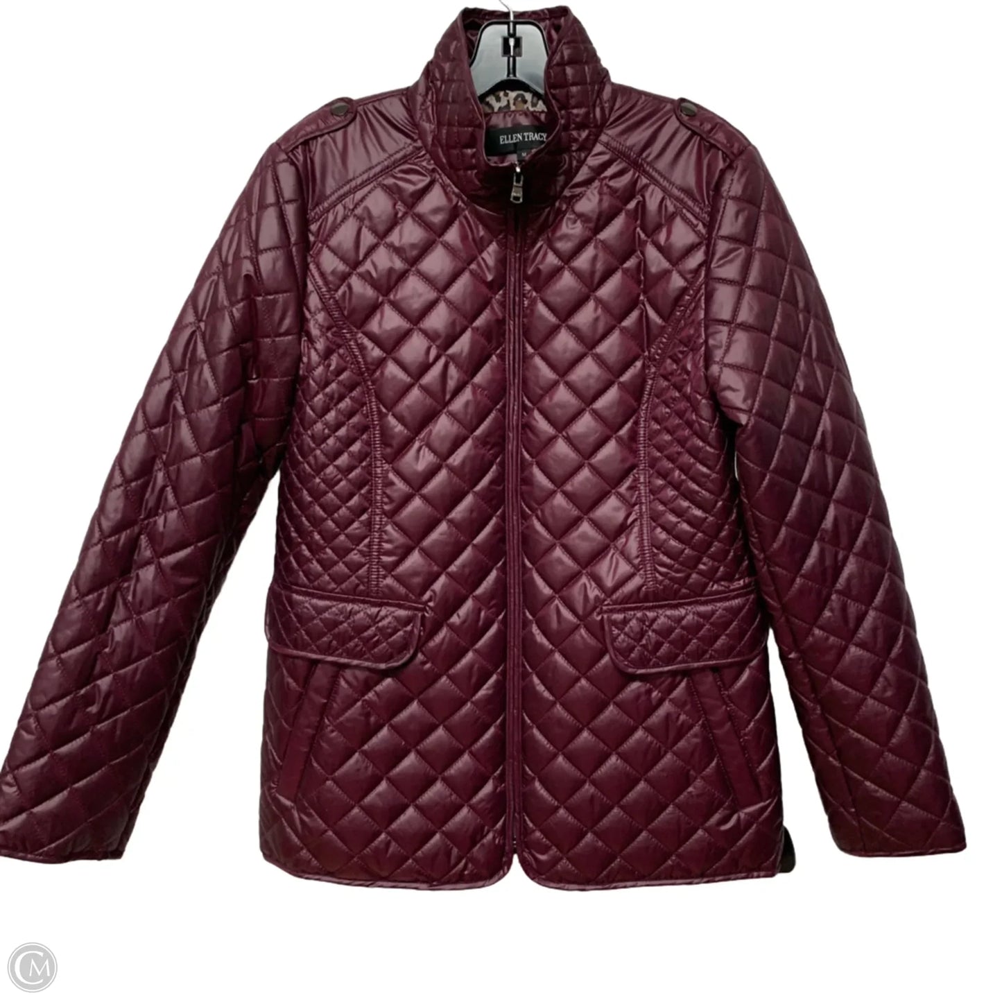 Jacket Puffer & Quilted By Ellen Tracy In Maroon, Size: M