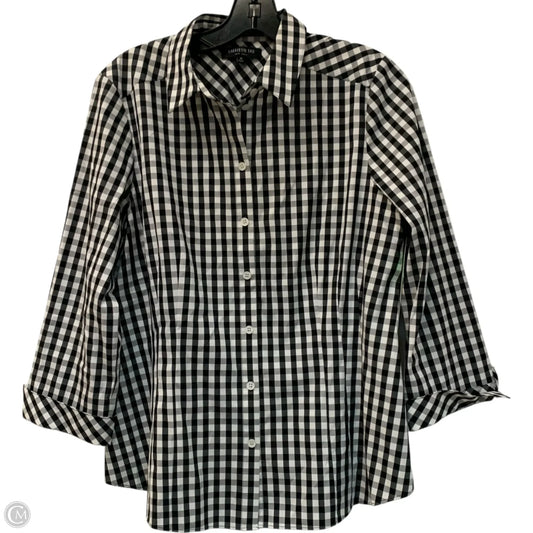 Top Long Sleeve Designer By Lafayette 148 In Black & White, Size: M