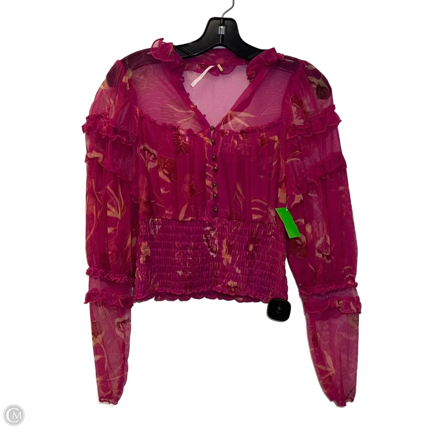 Blouse Long Sleeve By Free People In Pink, Size: S