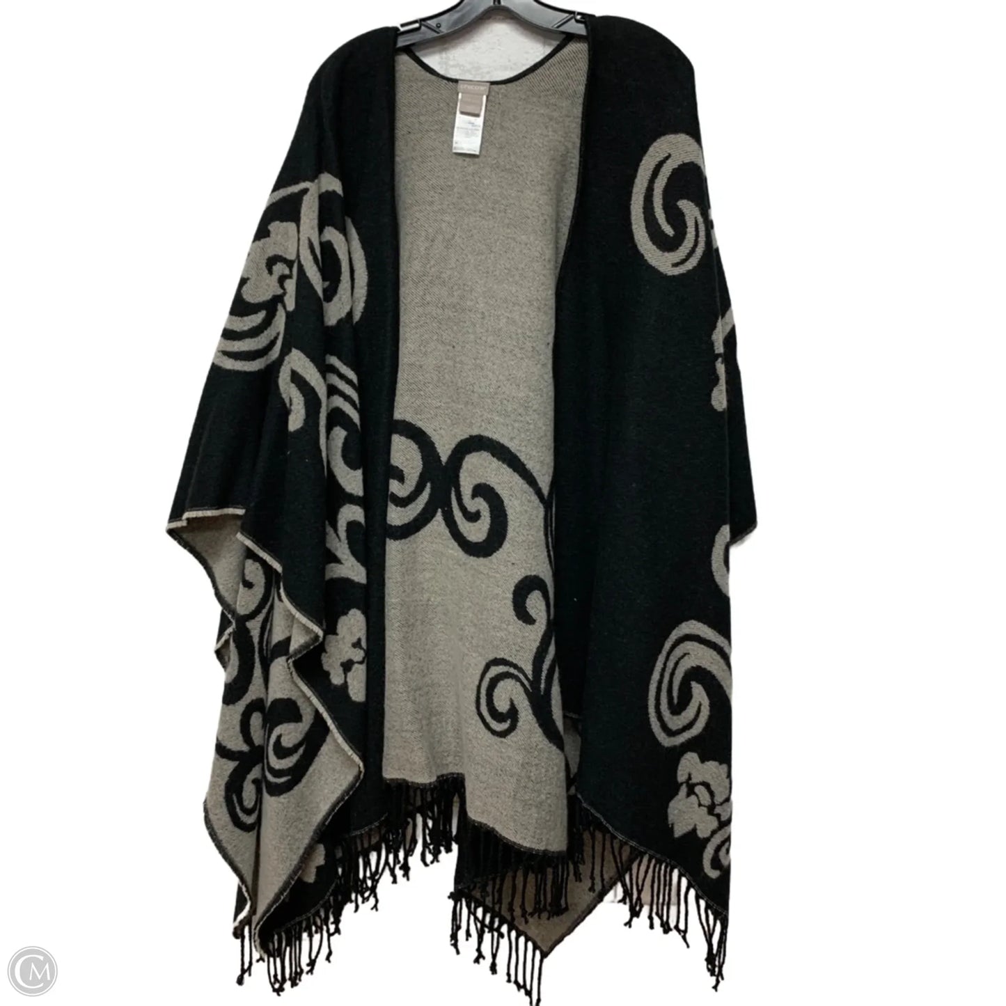 Shawl By Chicos In Black & Grey, Size: Osfm