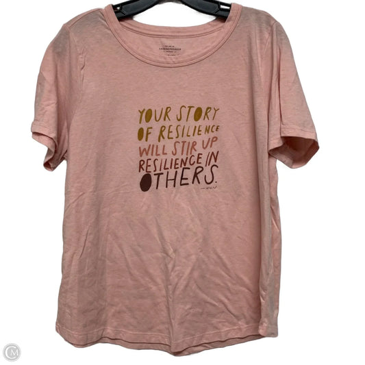 Top Short Sleeve By Anthropologie In Pink, Size: L