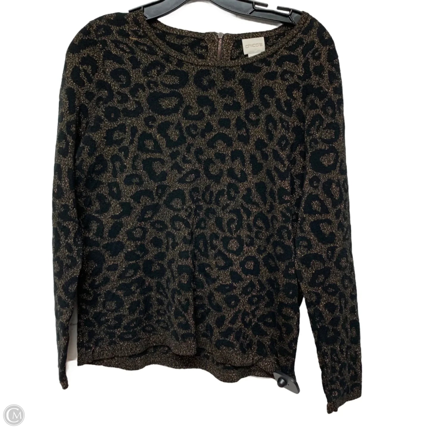 Top Long Sleeve By Chicos In Leopard Print, Size: M
