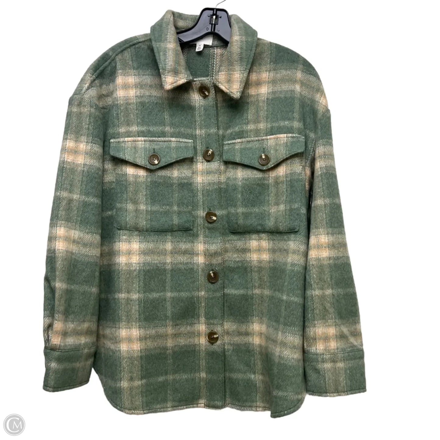 Coat Peacoat By Bp In Green & Tan, Size: M