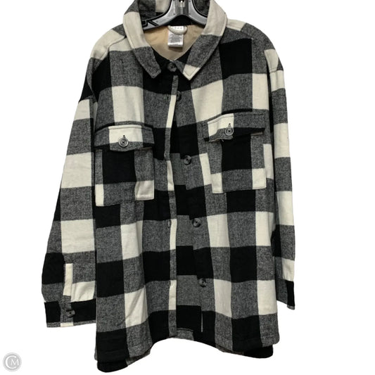 Jacket Shirt By Serra In Black & White, Size: Xl